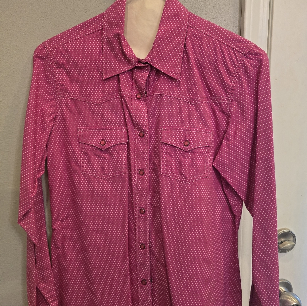 Rockies Fuchsia Button-Down Shirt with White Dot Print